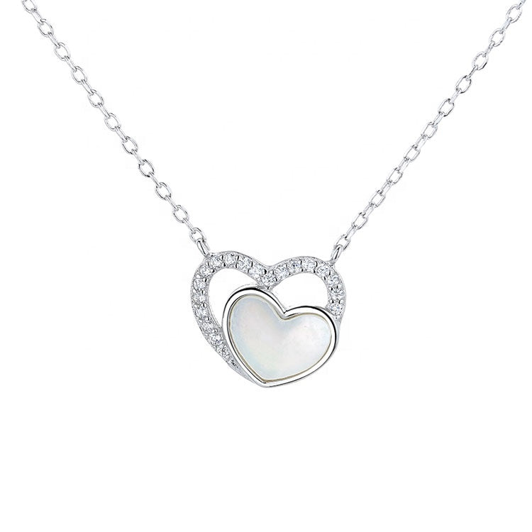 Sterling silver mother daughter heart necklace