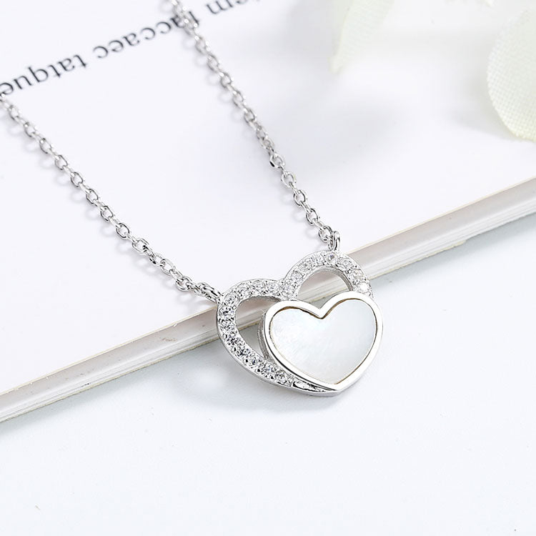 Sterling silver mother daughter heart necklace