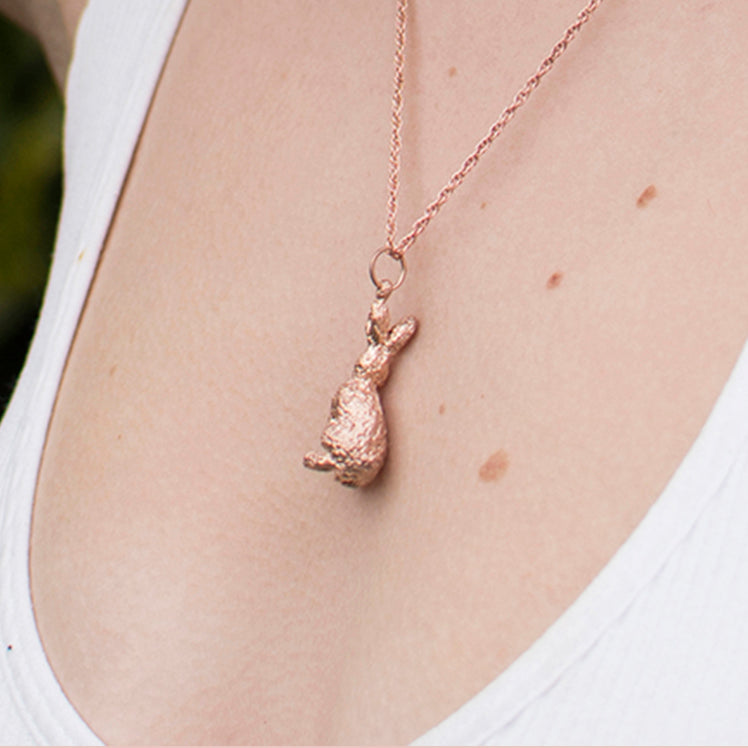 Rose gold bunny necklace