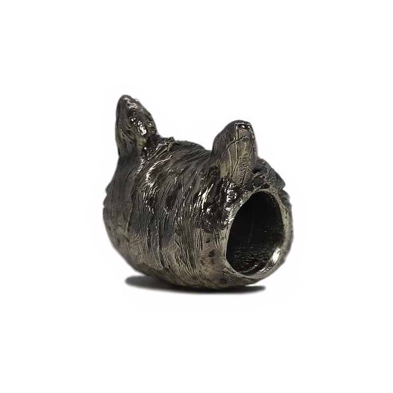 Cat bead in Oxidised Silver