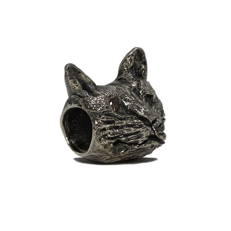 Cat bead in Oxidised Silver