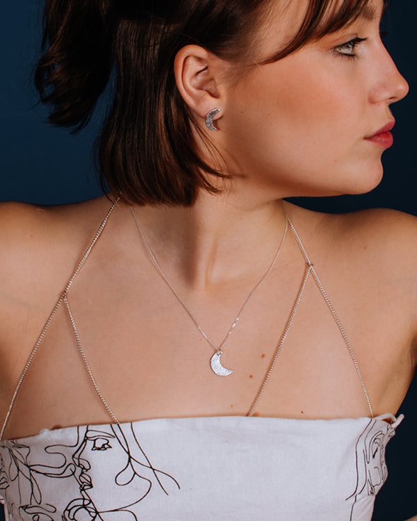 Half moon silver necklace