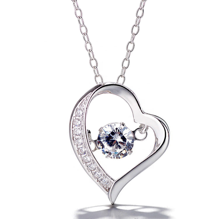 Dazzling Heart Necklace Sterling Silver