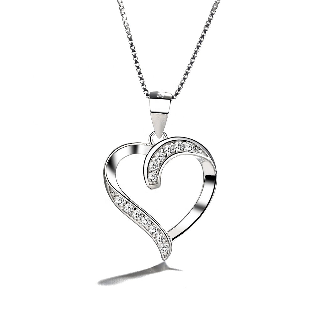 Dazzling Heart Necklace Sterling Silver