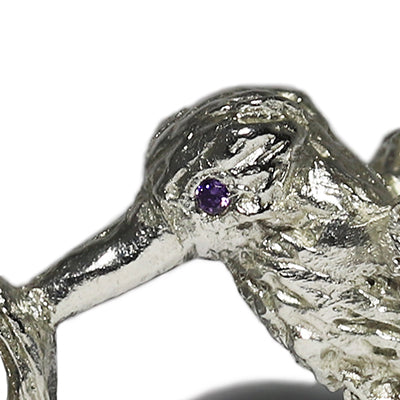 Hummingbird charm in Sterling Silver with Amethyst CZ eyes