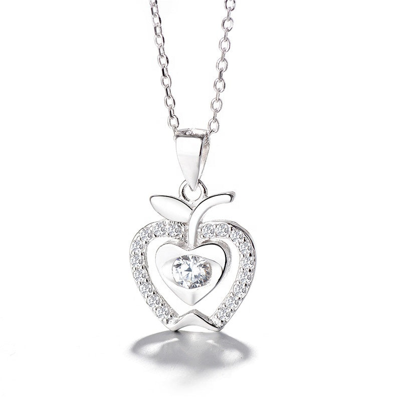 Apple Heart Necklace Sterling Silver