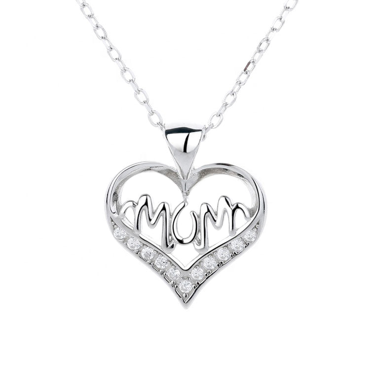 Mum Heart Necklace Sterling Silver for Mother