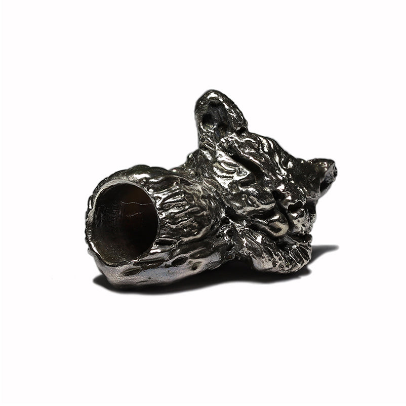 Sleeping Cat bead in Oxidised Silver