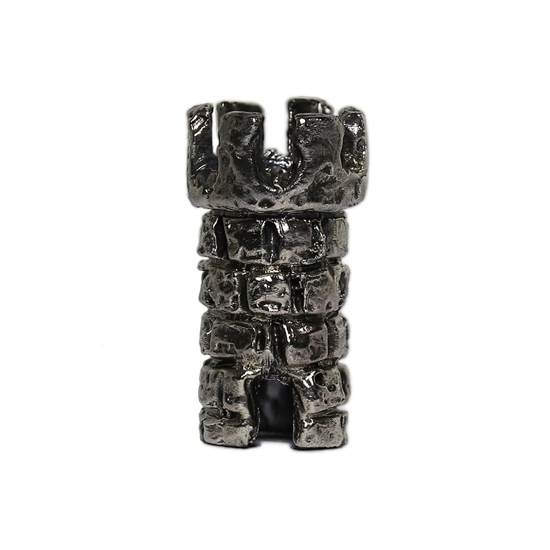 Watch tower bead charm in Oxidised Silver