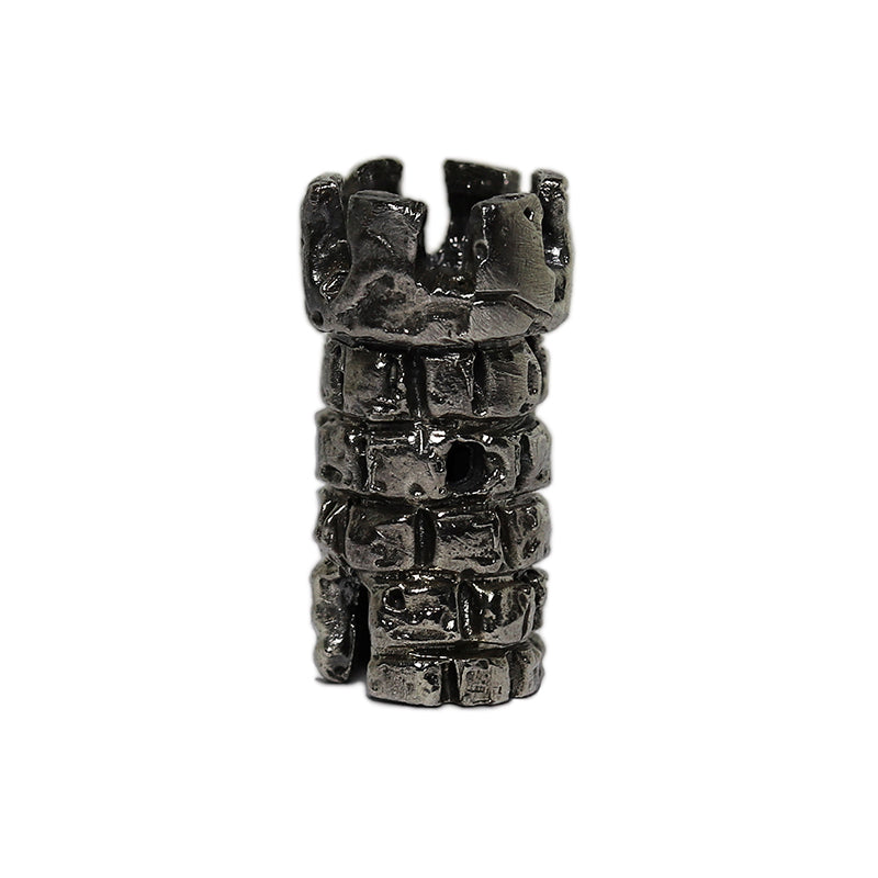 Watch tower bead charm in Oxidised Silver