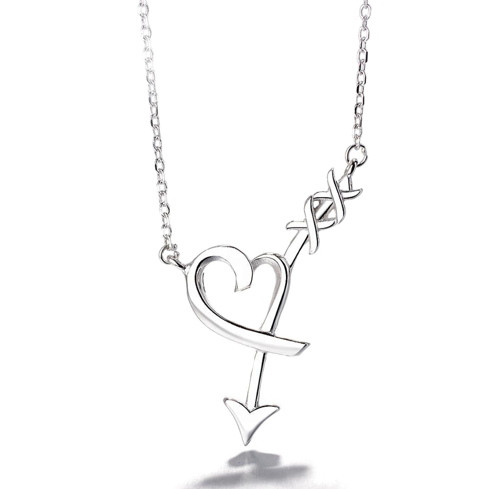 Arrow Through Heart Necklace Sterling Silver