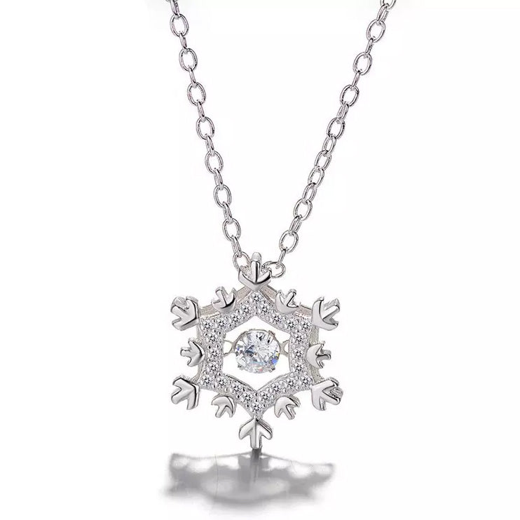 Snowflake Christmas Necklace Sterling Silver