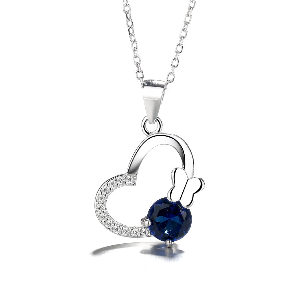 Heart & Butterfy Necklace Sterling Silver