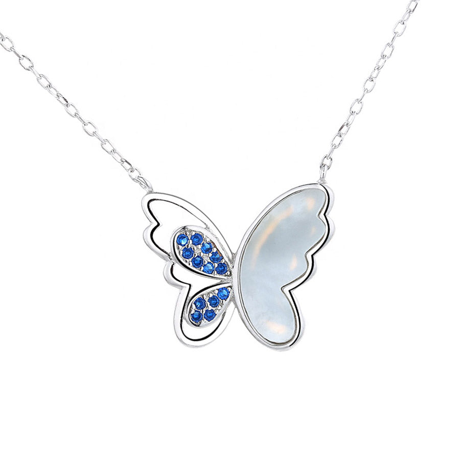 Blue Butterfly Necklace Sterling Silver