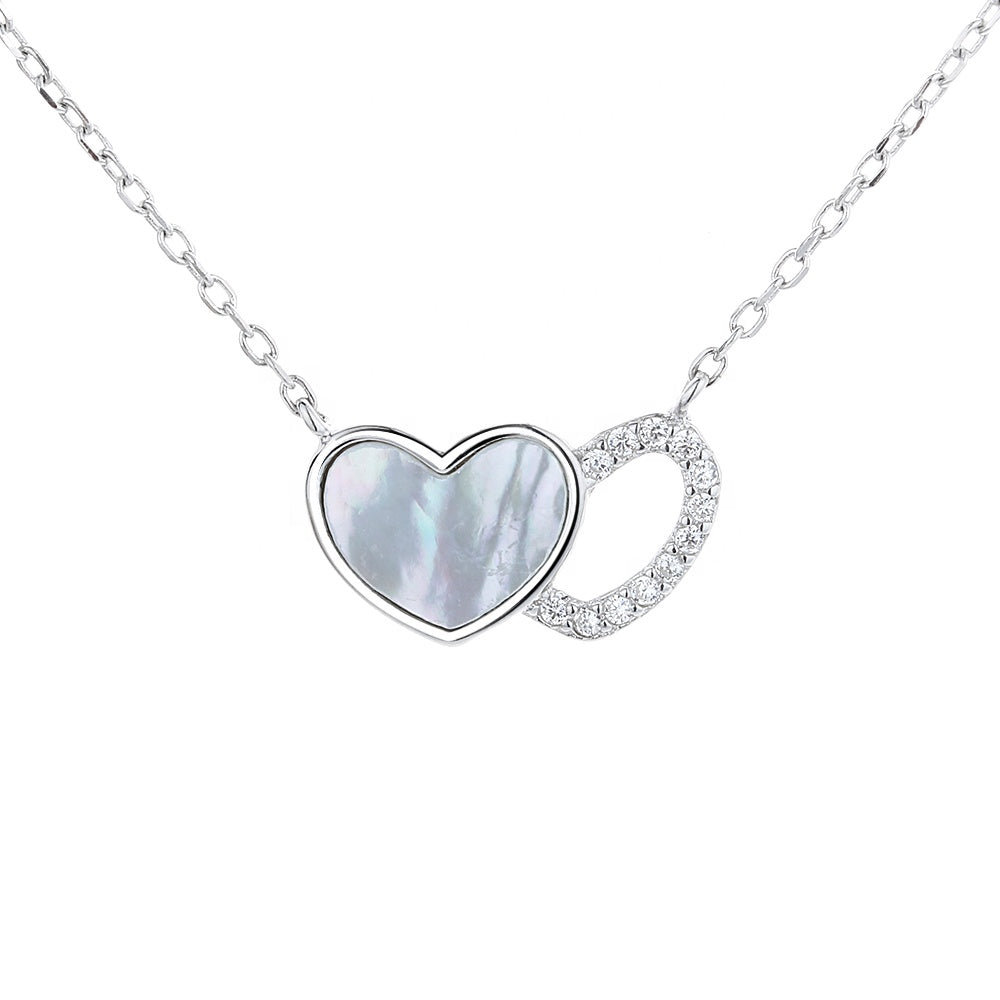 Double Heart Necklace Sterling Silver