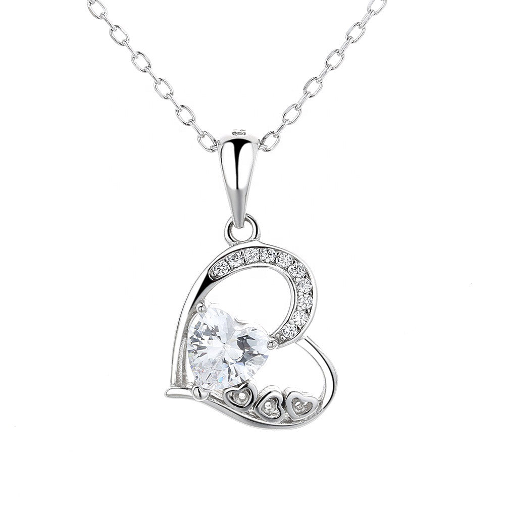 Enchanted Sparkling Heart Necklace Sterling Silver