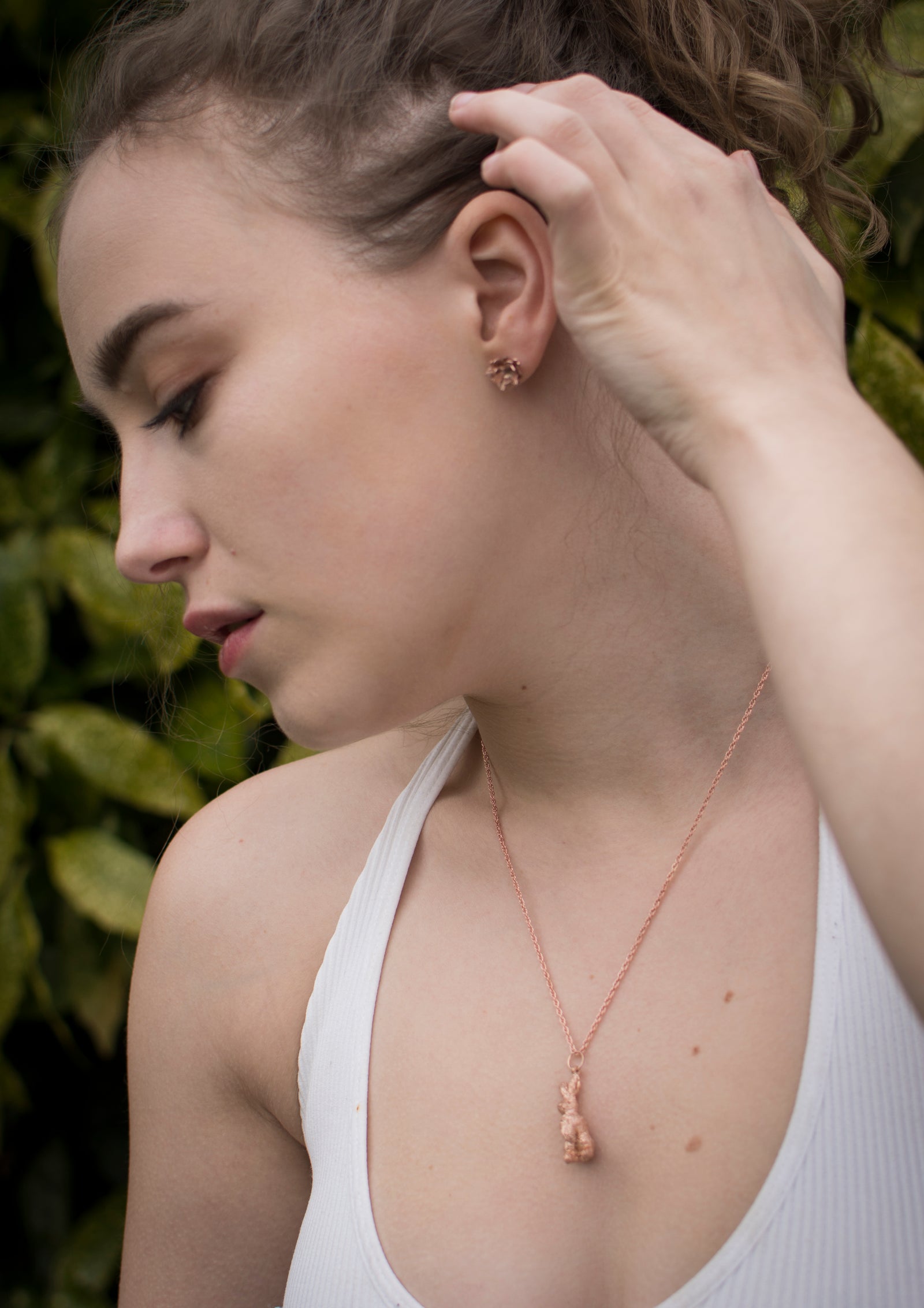 Rose Gold delicate flower stud earrings