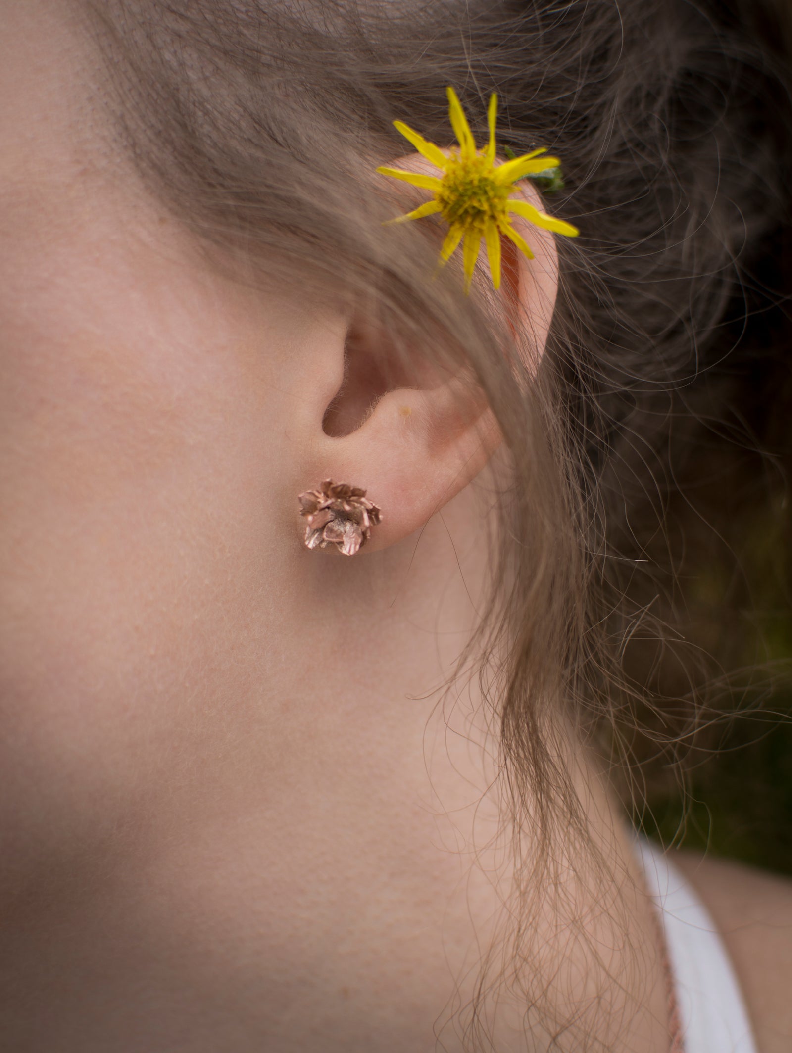 Rose Gold delicate flower stud earrings