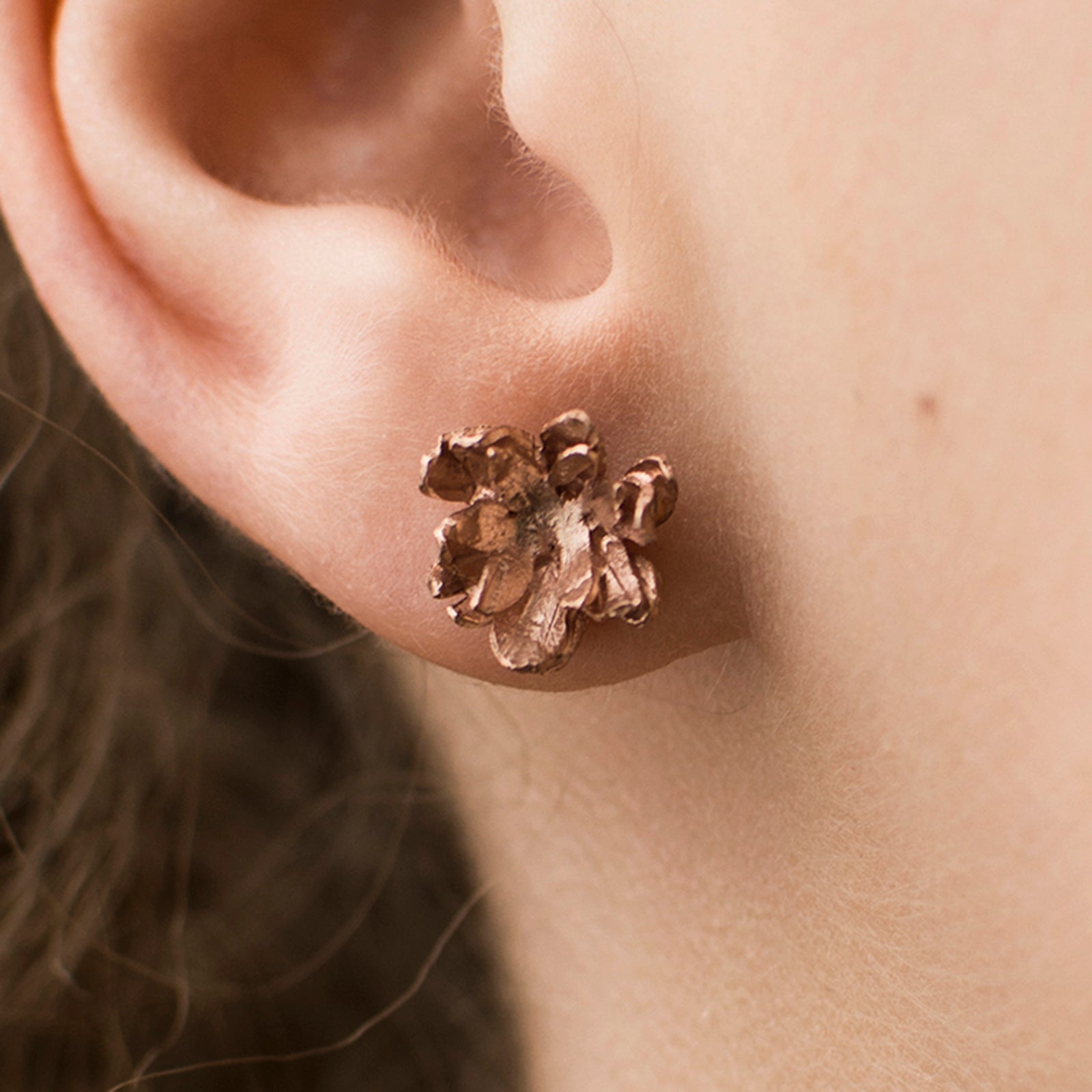 Rose Gold delicate flower stud earrings