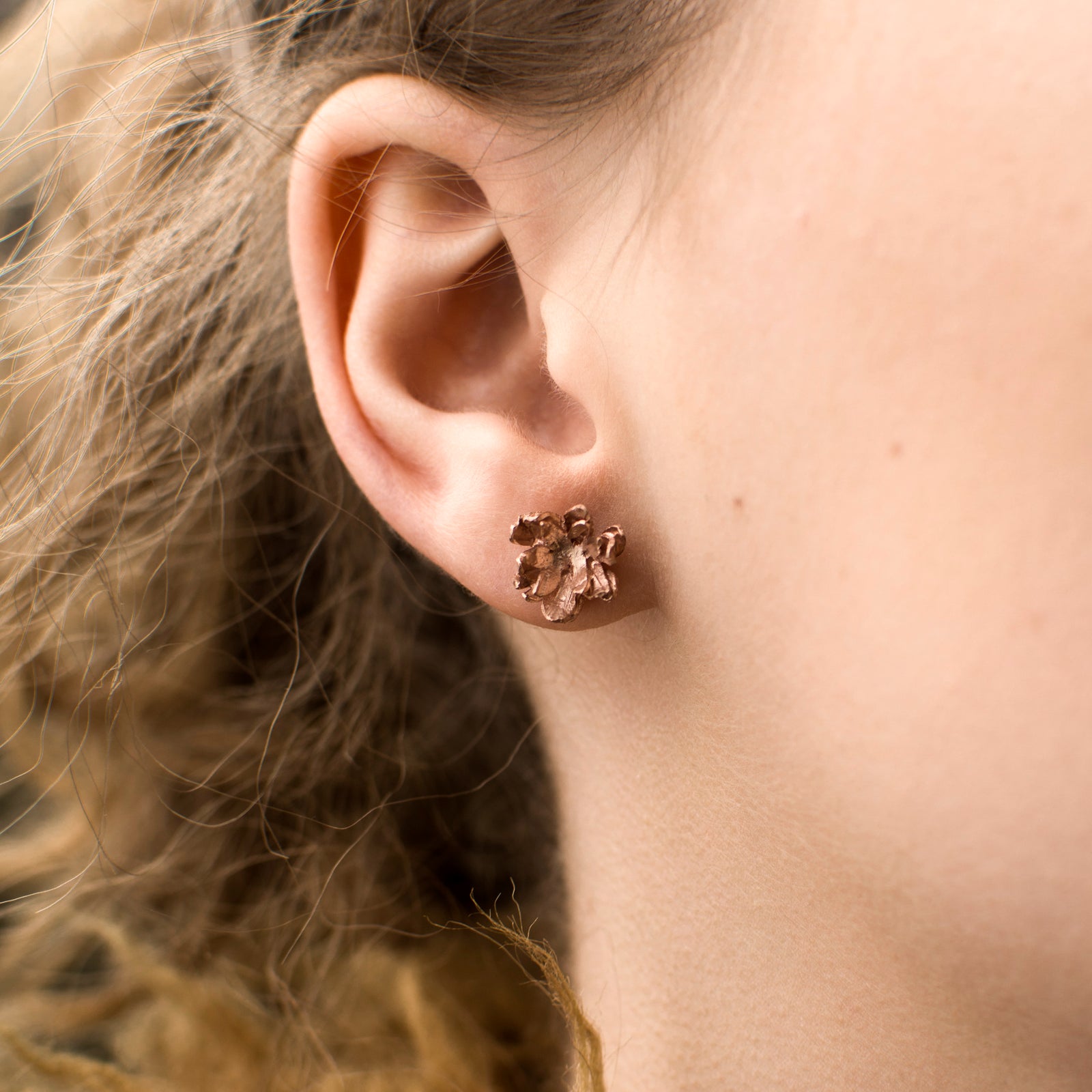 Rose Gold delicate flower stud earrings