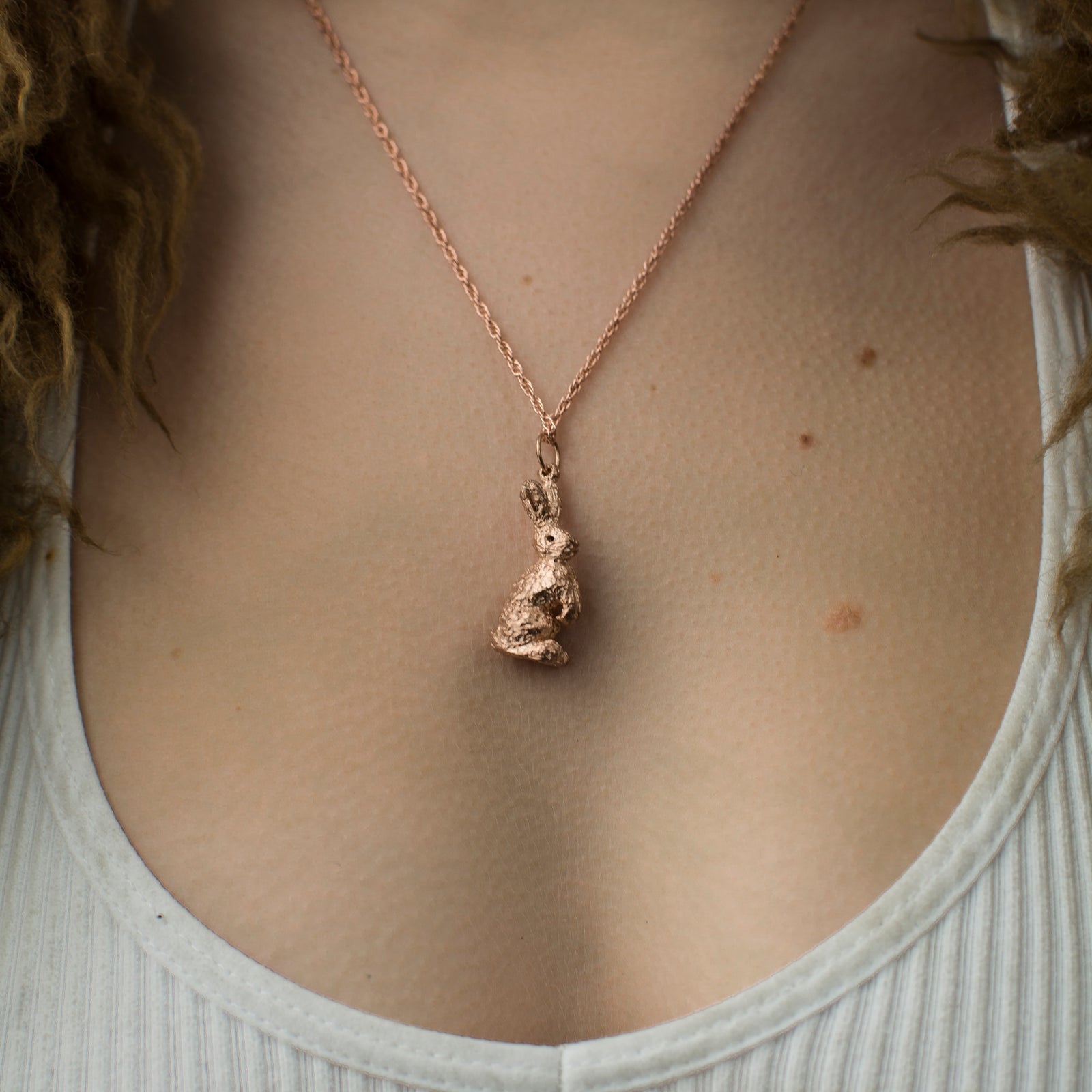 Rose gold bunny necklace